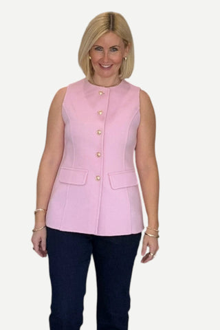 Pissenlit Tailored Gold Button Cashmere Vest, Blossom