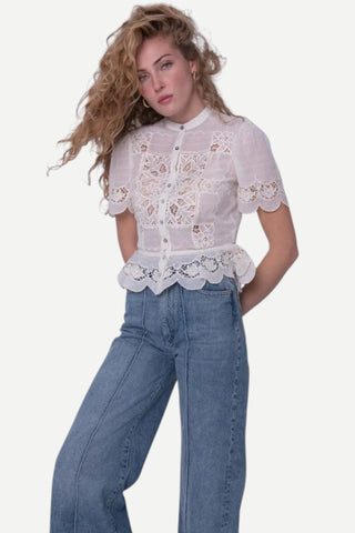 Love the Label Elizabeth Top, Chelsea Embroidery Cream