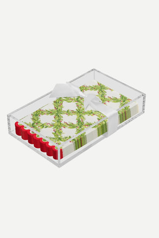 Sophistiplate Acrylic Napkin Tray w/ Guest Towel, Holly Berry