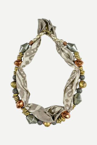 Twine & Twig Beaded Bandana Necklace, Mixed Metal