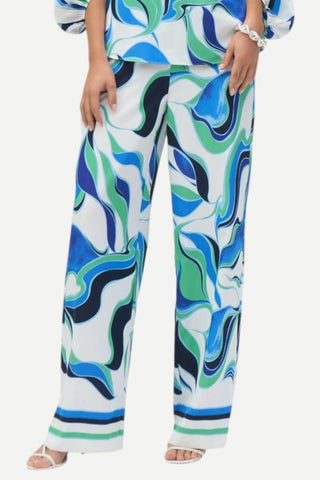 Joseph Ribkoff Woven Abstract Print Wide Leg Pant