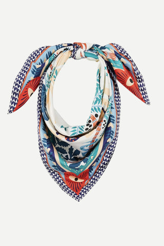 Two's Company Ciao Amore Blue Square Scarf