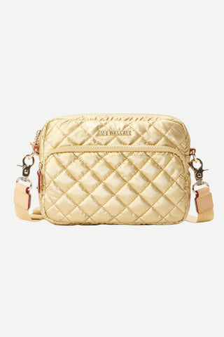 MZ Wallace Light Gold Pearl Metallic Small Metro Camera Bag