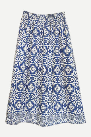 Brooks Ave Madelyn Midi Skirt, Rosetta Tile Navy Brooks Ave