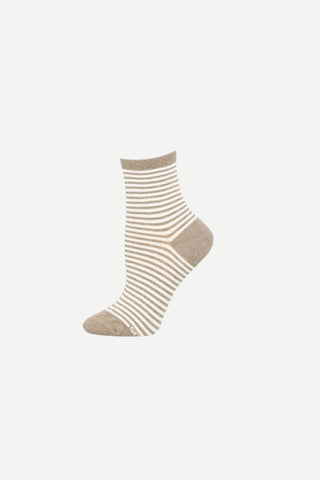 SockSmith Womens Sock, Sailor Stripe, Light Brown Heather 9-11