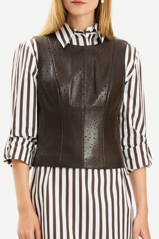 Tyler Boe Skye Punched Vest Rib Back, Demitasse