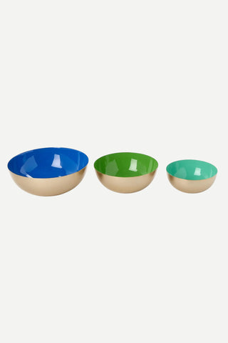 Two's Company Large Metal Bowl, Blue