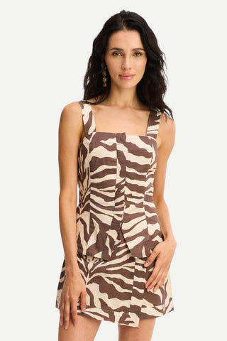 Allison Lainey Tank Top, Brown Zebra