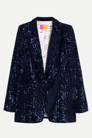 Vilagallo Rock Blazer, Navy Sequins
