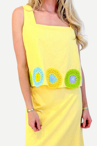 Anna Cate Blake Top, Yellow Crochet ANNA CATE