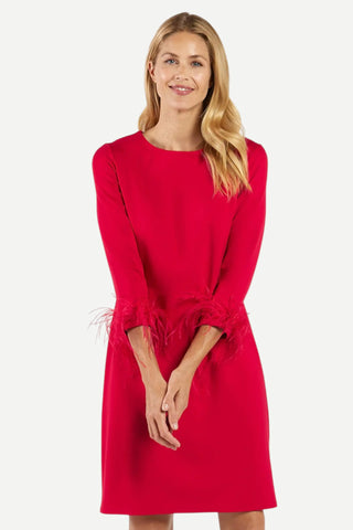 Jude Connally Franca Dress, Red/Feathers JUDE CONNALLY