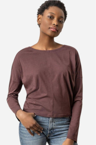 Lilla P Drop Shoulder Boatneck, Raisin