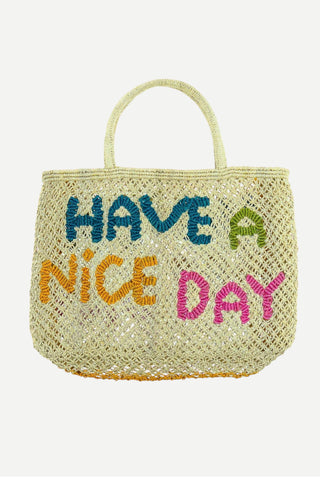 The Jacksons Have a Nice Day! Small Jute Handbag, Natural