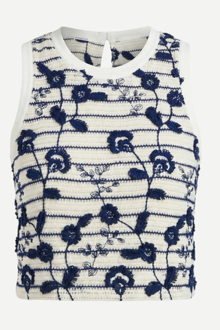 Allison Alejandra Tank, Cream and Navy Knit