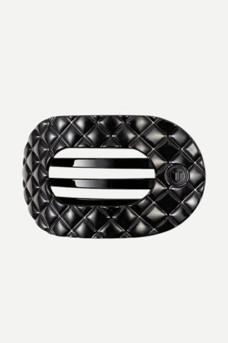 Teleties, Quilted Flat Round Large Hair Clip, Black