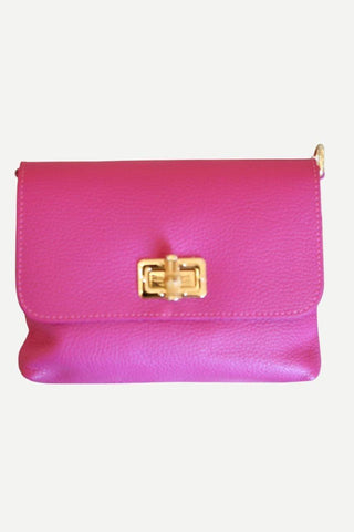 German Fuentes Leather Clutch and Crossbody Bag, Hot Pink