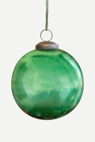 Park Hill Collection Antique Shiny Emerald Glass Ball Ornament, Medium