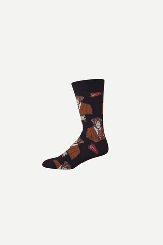 SockSmith Mens Sock, Monkey Biz, Black 10-13