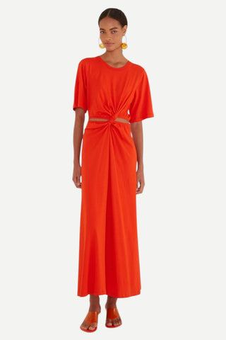 Farm Rio Artsy Flora Short Sleeve Midi Dress, Red