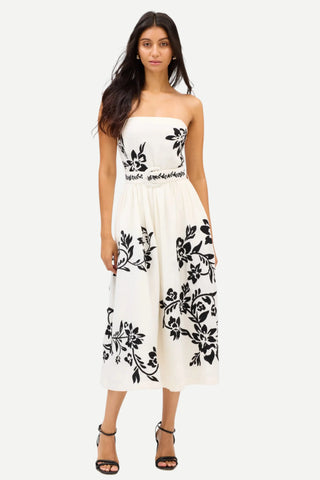 Allison Claire Midi Dress, Ivory & Black Floral Allison