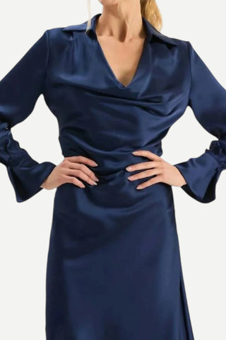 Tyler Boe Astrid Charmeuse Blouse, Midnight Navy