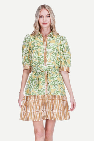 Joy Joy Ruffles Hem Dress, Olive Canopy
