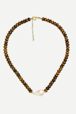 Lisi Lerch Susie,Quartz Beaded Necklace w/ Pearl, Tiger Eye