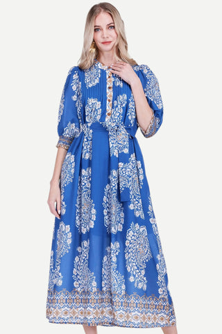 Joy Joy Pin Tuck Maxi Dress, Indigo Oasis
