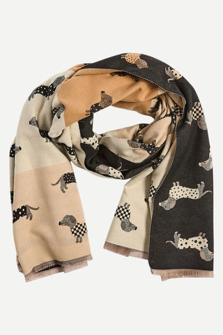 Two's Company Good Dog Energy Reversible Scarf, Weiner Dog