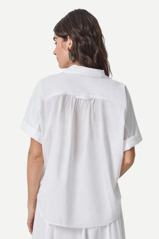 Lilla P Elbow Sleeve Button Down Top, White LILLA P