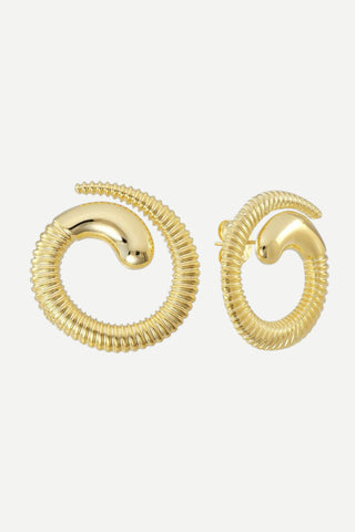 Sheila Fajl Salerno Studs, Shiny 18K Gold Plated