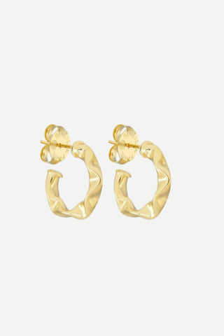 Sheila Fajl Small Wrinkled Hoops Earrings, Shiny 18K Gold Plated SHEILA FAJL