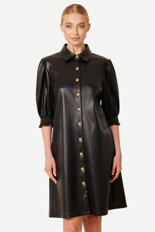 Dolce Cabo Vegan Leather Elastic Cuff Dress, Black