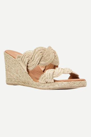 Andre Assous Nolita Twist Wedge Sandal, Natural/Platino ANDRE ASSOUS