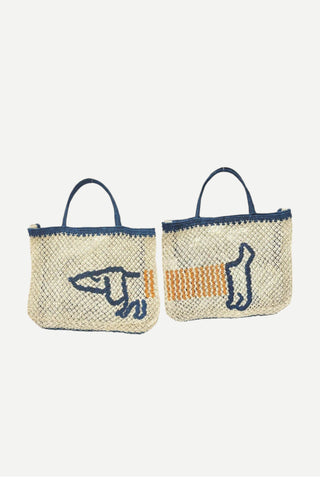 The Jacksons Breton Dog Jute Handbag, Indigo