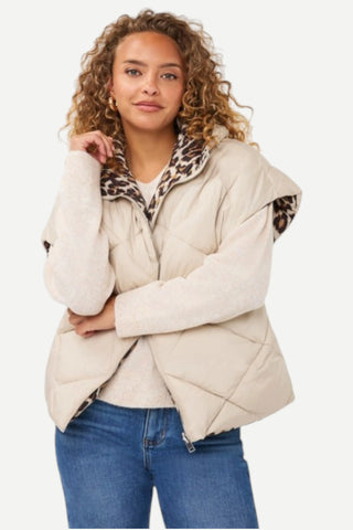 Esqualo Reversible Poncho, Leopard/Sand