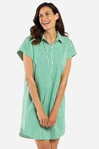 Jude Connally Carter Cotton Shirting, Cotton Stripe Green