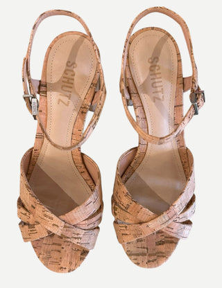 Schutz Keefa Mid Block Heel, Natural Cork