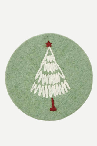 Two's Company, Hand-Crafted Holiday Trivet, Green Tree