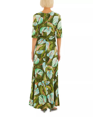Farm Rio Short Sleeve Midi Dress, Anturium Leaves Green Farm Rio