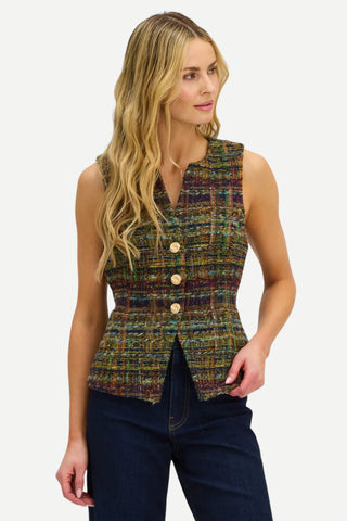Allison Tweed Oliver Tweed Vest, Navy & Gold
