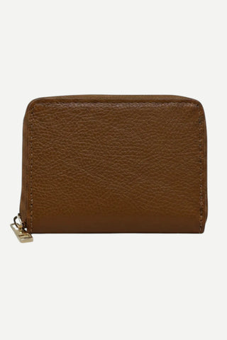 German Fuentes Leather Mini Zip Wallet, Camel