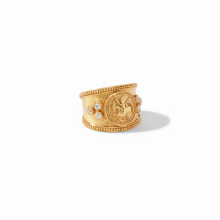Julie Vos Coin Crest Ring, Cubic Zirconia