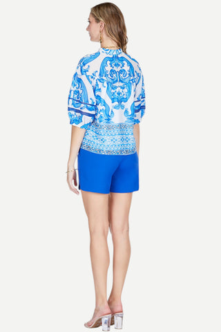 Jade Border Top, Blue Waves