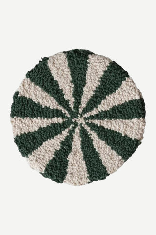 Creative Co-op 8" Round Cotton Tufted Candy Striped Trivet, Green