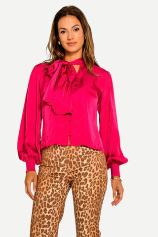 Elizabeth James The Label Brit Bow Blouse - Solid Hot Pink