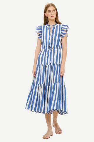 Oliphant Cinched Flirty Midi Dress, Solana Blue