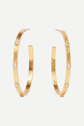 Julie Vos Crescent Stone Hoop, Large CZ