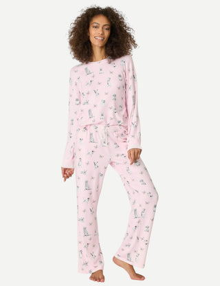 P.J. Salvage Long Sleeve Butterfly PJ Set - Pink Puppies