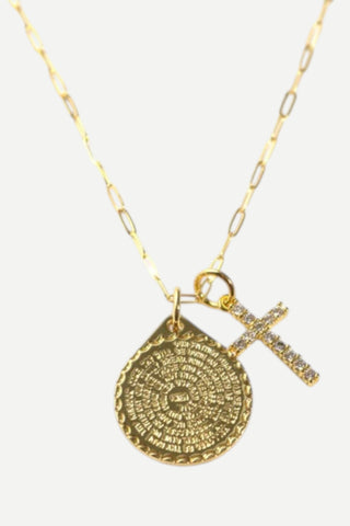 Allison Avery Lords Prayer Medallion Chain with Cross